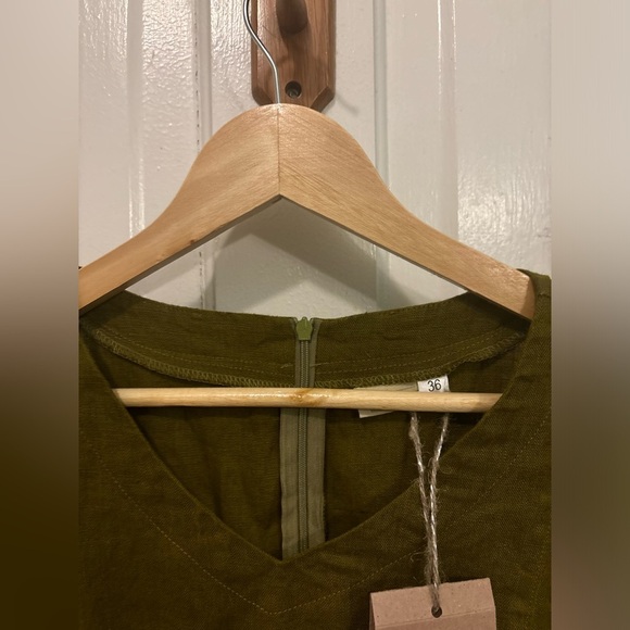 Baltic Linen Jura Olive Green Pure Linen Dress Size 36 Small - Picture 10 of 16